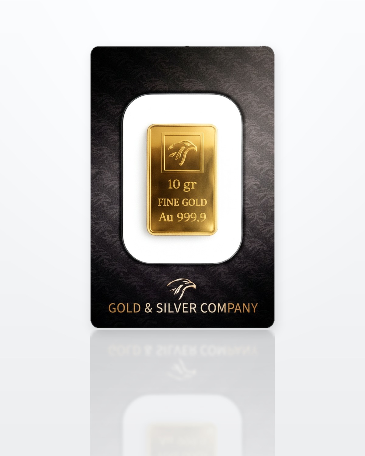 Goudbaar van 10 gram Gold & Silver Company verzegeld in blister, adelaarskop-keurstempel, FINE GOLD, Au 999,9